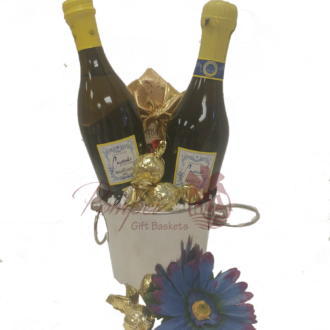 Two for You Prosecco Gift Basket, CUPCAKE GIFT BASKET, mini sparkling wine gift basket, mini prosecco bottles, thank you gifts nj, icebucket gift set, same day gift baskets nj