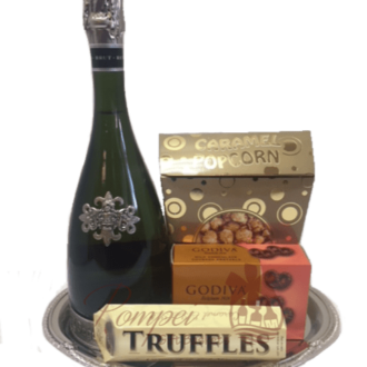 Simple Cava Sparkling Wine Gift Basket, Segura Viudas Gift basket, Sparkling Wine Gift Basket, Sweets and wine gift basket, engraved segura viudas
